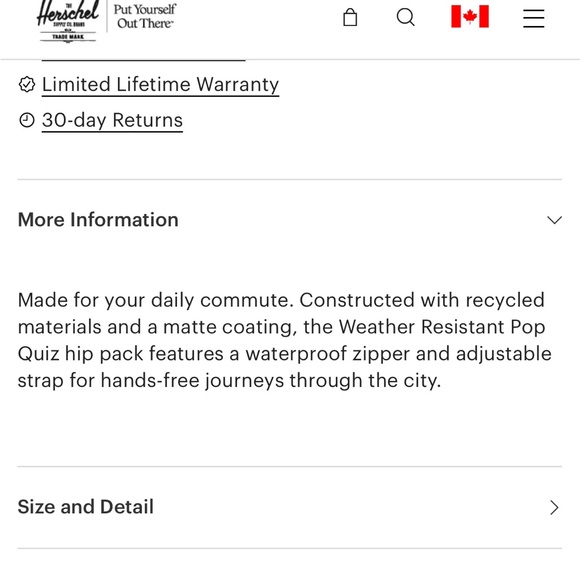 Herschel Supply Co Weather Resistant Hip Pack - Picture 4 of 9